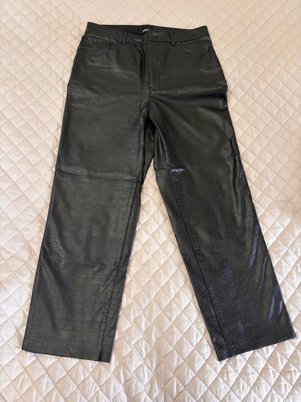 Black Faux Leather Croc-Texture EXPRESS pants